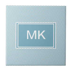 Chevron ZigZag Pattern Blue Tile