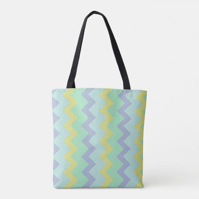 Chevron zigzag pattern in green purple and blue tote bag (Back)