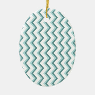 Chevron ZigZag Pattern in Mint Green Ceramic Ornament