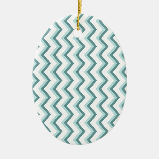 Chevron ZigZag Pattern in Mint Green Ceramic Ornament (Front)