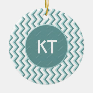 Chevron ZigZag Pattern in Mint Green Ceramic Ornament