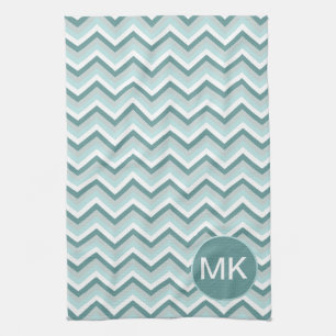 Chevron ZigZag Pattern in Mint Green  - Customized Kitchen Towel