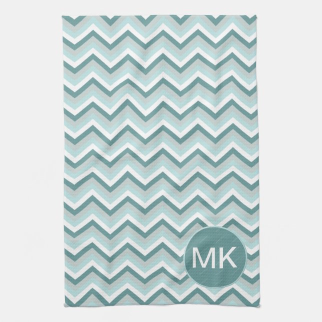Chevron ZigZag Pattern in Mint Green  - Customized Kitchen Towel (Vertical)