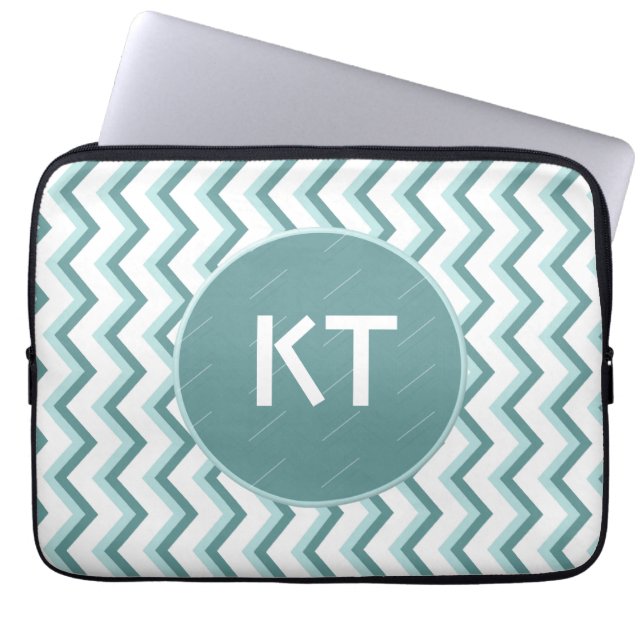 Chevron ZigZag Pattern in Mint Green Laptop Sleeve (Front)