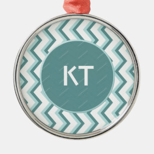 Chevron ZigZag Pattern in Mint Green Metal Ornament