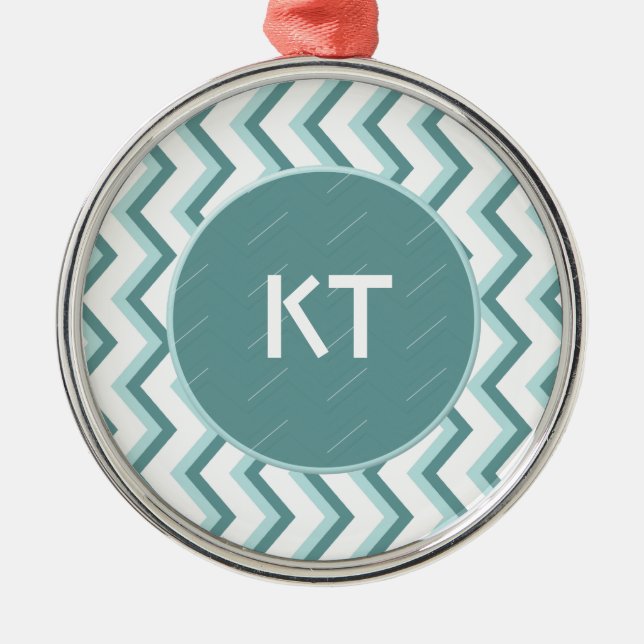 Chevron ZigZag Pattern in Mint Green Metal Ornament (Front)