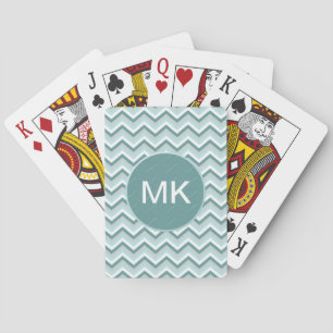 Chevron ZigZag Pattern in Mint Green Playing Cards