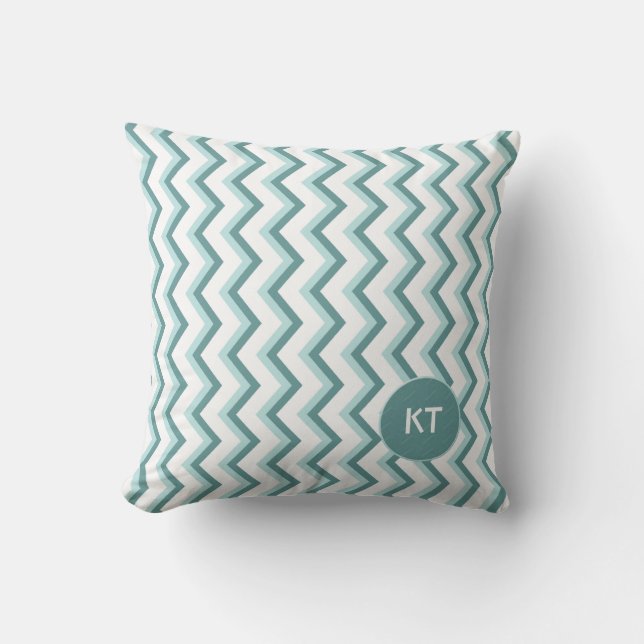 Chevron ZigZag Pattern in Mint Green Throw Pillow (Front)