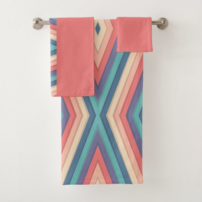 Chevron Zigzag Stripes Seamless Pattern Bath Towel Set (Insitu)