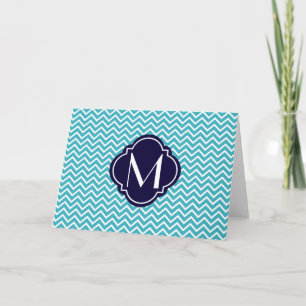 Chevron Zigzag Stripes with Monogram Note Card