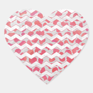 ChevronDalmatian Pink and White Heart Sticker