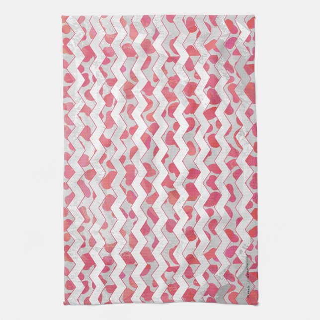 ChevronDalmatian Pink and White Kitchen Towel (Vertical)