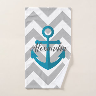 Chevrons and Anchor Bath Towel Set