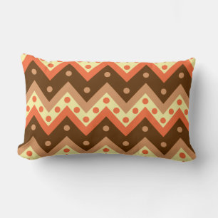 Chevrons and dots - brown and rust lumbar pillow
