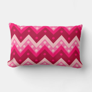 Chevrons and dots - burgundy and pink lumbar pillow