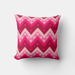 Chevrons and dots - burgundy and pink throw pillow