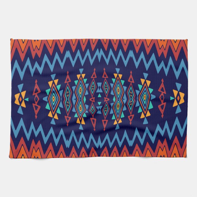 Chevrons and rhombus abstract design kitchen towel (Horizontal)