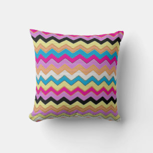 Chevrons Colourful Pattern Peace Love Destiny Throw Pillow
