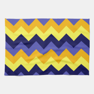 Chevrons d'or jaune bleu Serviette de cuisine