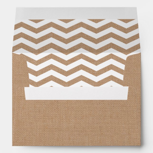 Chevrons on Burlap Wedding Invitation Envelope (Back (Bottom))