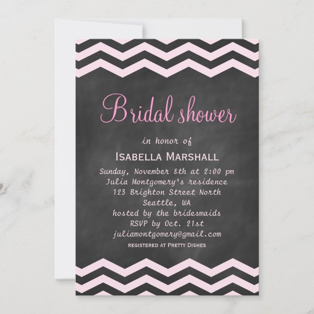 Chevrons on Chalk Bridal Shower Invitation (Front)