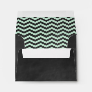 Chevrons on Chalkboard RSVP Envelope in mint