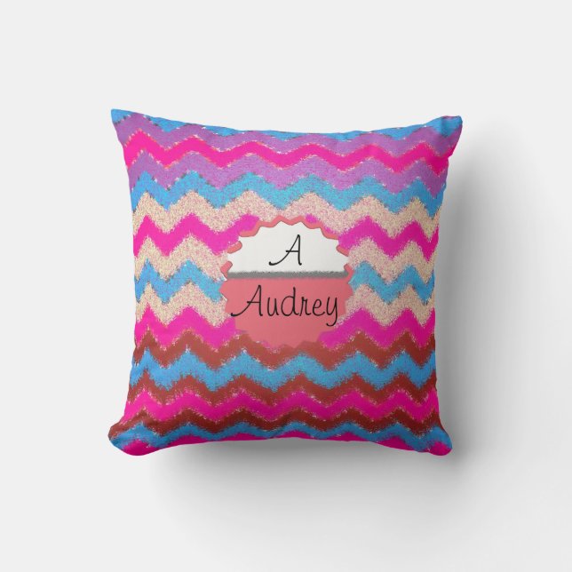 Chevrons Pattern Colourful Peace Love Destiny Throw Pillow (Front)