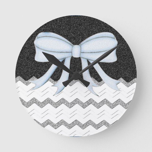 Chevrons Pattern Shower Party Office Destiny Round Clock (Front)