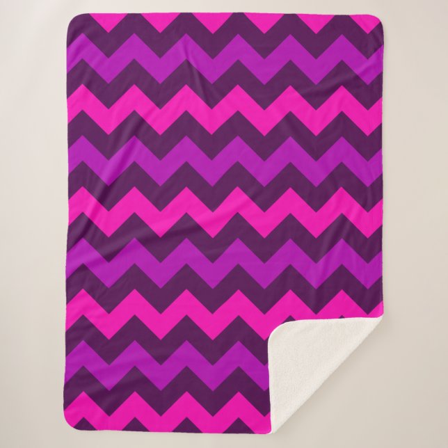 Chevrons Rose violet mou Grosse couverture Sherpa (Devant)
