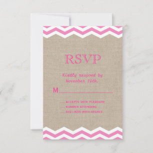 Chevrons roses sur Burlap RSVP