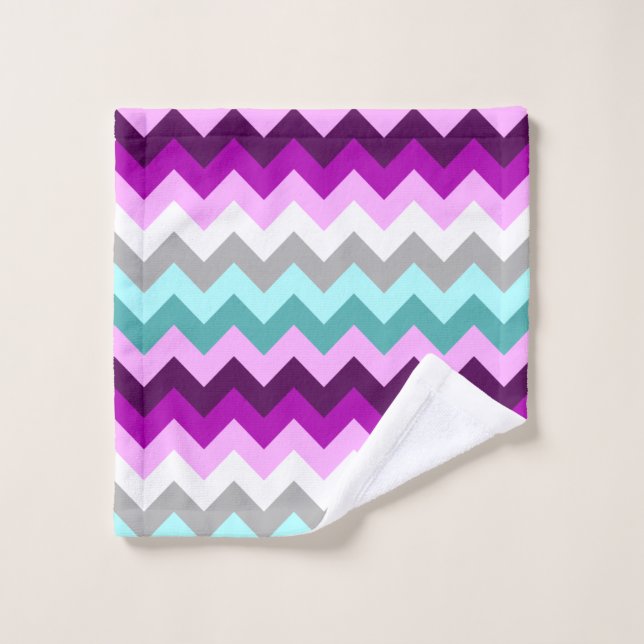 Chevrons Turquoises violets (Gant de toilette)