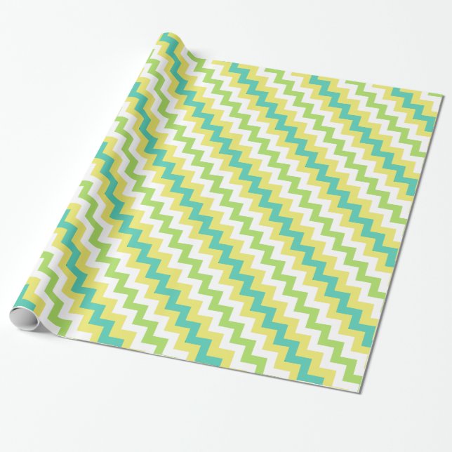 Chevrons Wrapping Paper: Yellow, Green, White Wrapping Paper (Unrolled)