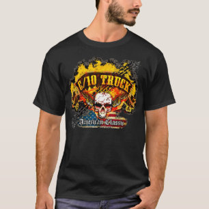 Chevy C/10 Truck - Burnout Banner Skull -n- Flag T-Shirt