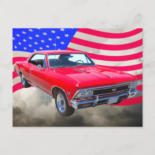 Chevy Chevelle SS 396 with American Flag Postcard