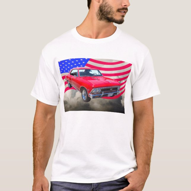 Chevy Chevelle SS 396 with American Flag T-Shirt (Front)