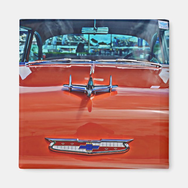 Chevy Chevrolet Tri-Five BelAir Hotrod Magnet (Front)