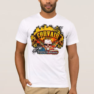 Chevy Corvair - Burnout Banner Skull -n- Flag T-Shirt