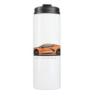 Chevy Corvette C8 Black Illustration Thermal Tumbler