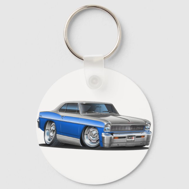 Chevy Nova Blue-Grey Car Keychain (Front)