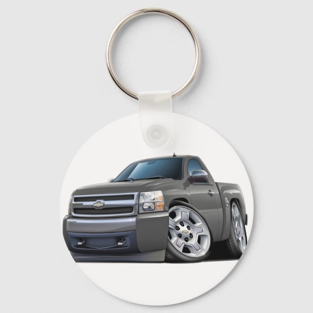 Chevy Silverado Gray Truck Keychain (Front)