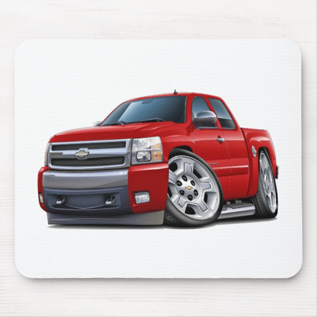 Chevy Silverado Red Extended Cab Mouse Pad (Front)