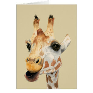 Chew Giraffe Watercolor Safari Painting