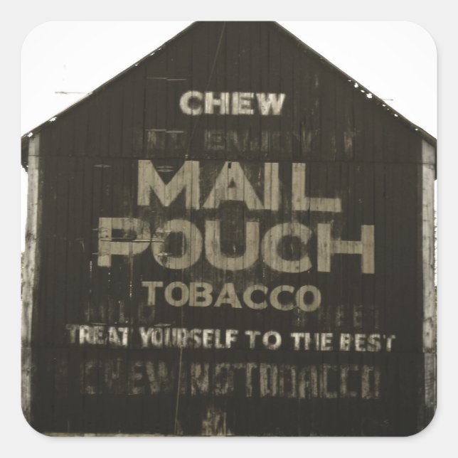 Chew Mail Pouch Tobacco - Antique Photo Finish Square Sticker (Front)