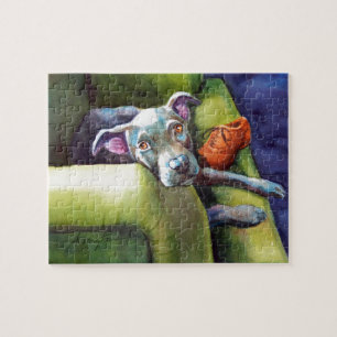 Chew Shoe, Terrier on the Couch Jigsaw Puzzle