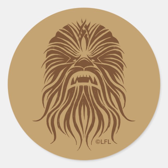 Chewbacca | Brown Tribal Classic Round Sticker (Front)