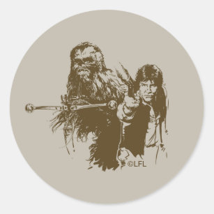 Chewie and Han Silhouette Classic Round Sticker