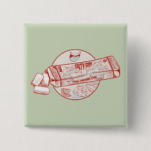 Chewing gum funny tuna fish flavour 2 inch square button