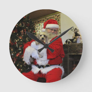 Chewy and Santa Round Clock