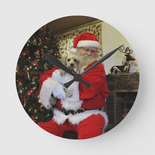 Chewy and Santa Round Clock (Front)