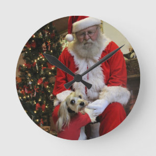 Chewy Finally gets to Meet Santa Round Clock